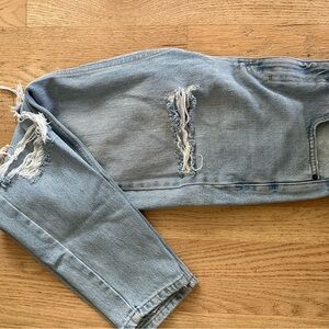 Topshop Blue Mom Distressed Jeans